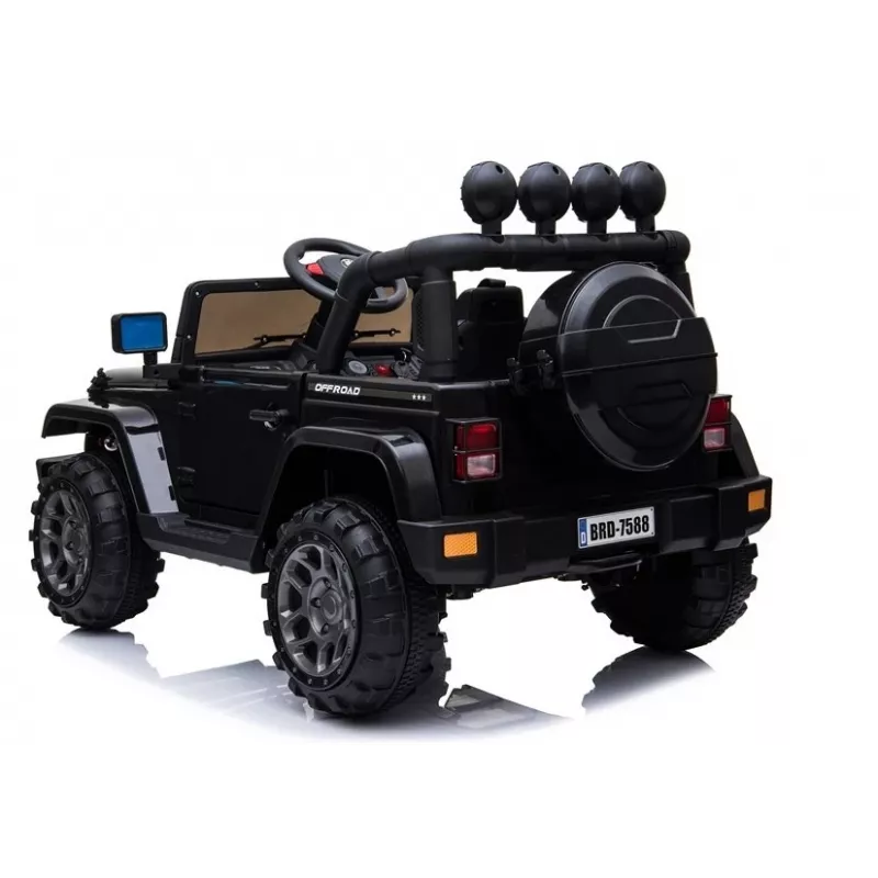 LEAN CARS Electric Ride-On Jeep BRD-7588 with LED Lights, MP3, Remote Control, Black 4x4