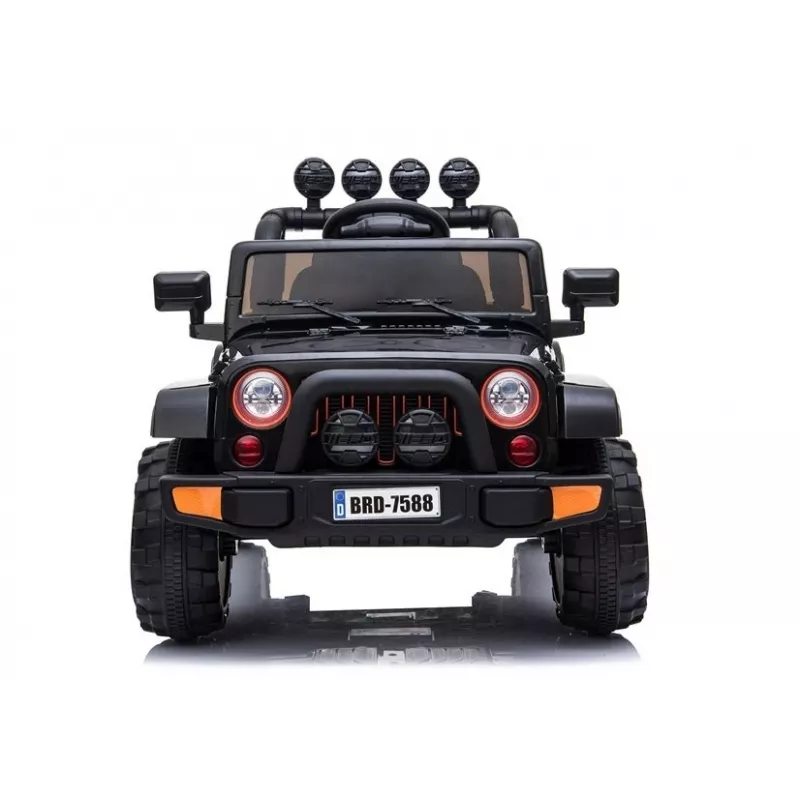 LEAN CARS Electric Ride-On Jeep BRD-7588 with LED Lights, MP3, Remote Control, Black 4x4