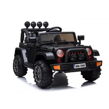 LEAN CARS Electric Ride-On Jeep BRD-7588 with LED Lights, MP3, Remote Control, Black 4x4