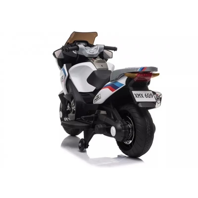 LEAN CARS Electric Ride-On Motorbike XMX609 White with MP3 and LED Lights