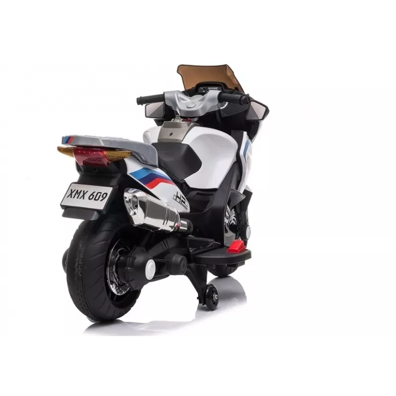 LEAN CARS Electric Ride-On Motorbike XMX609 White with MP3 and LED Lights