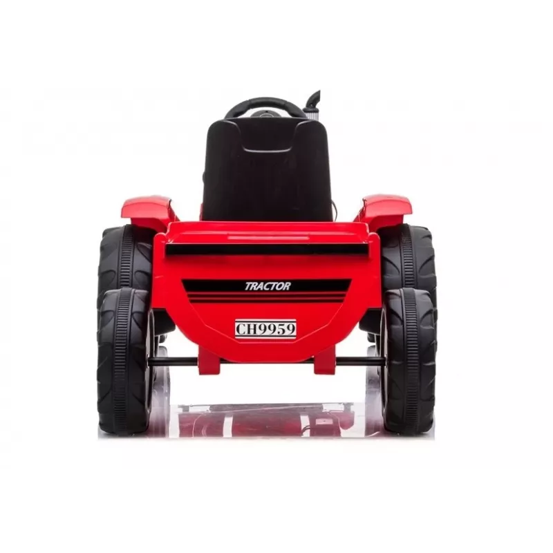 LEAN CARS Electric Ride-On Tractor CH9959 Red with Trailer, LED Lights, Remote Control, Radio