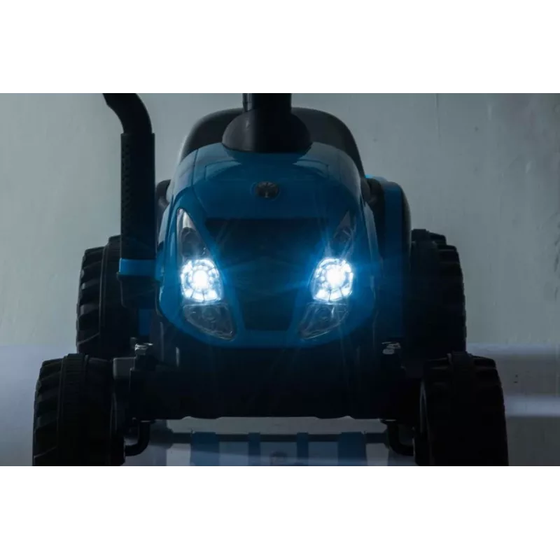 LEAN CARS Electric Tractor with Trailer A009 Blue - 12V Ride-On, 2x35W, Remote Control