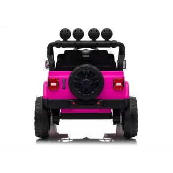 LEAN CARS Jeep Rubicon DK-JWR558 24V Pink Battery-Powered Ride-On Vehicle with Parental Remote Control, EVA Foam Wheels, LED Lights, MP3/USB/AUX, 5-Point Harness, Max Load 35 kg, for Ages 3-8