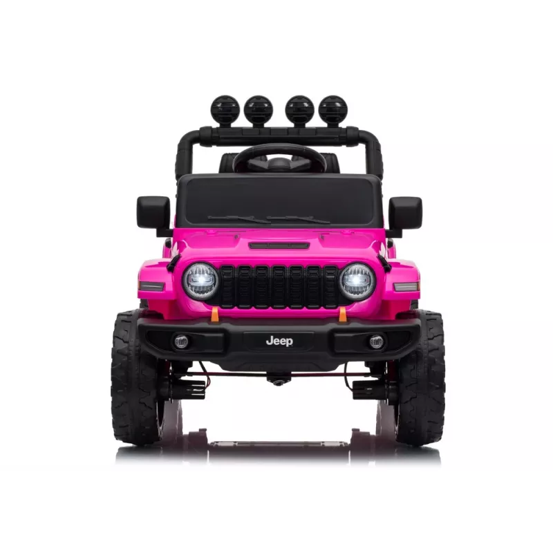 LEAN CARS Jeep Rubicon DK-JWR558 24V Pink Battery-Powered Ride-On Vehicle with Parental Remote Control, EVA Foam Wheels, LED Lights, MP3/USB/AUX, 5-Point Harness, Max Load 35 kg, for Ages 3-8