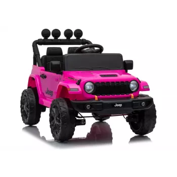 LEAN CARS Jeep Rubicon DK-JWR558 24V Pink Battery-Powered Ride-On Vehicle with Parental Remote Control, EVA Foam Wheels, LED Lights, MP3/USB/AUX, 5-Point Harness, Max Load 35 kg, for Ages 3-8