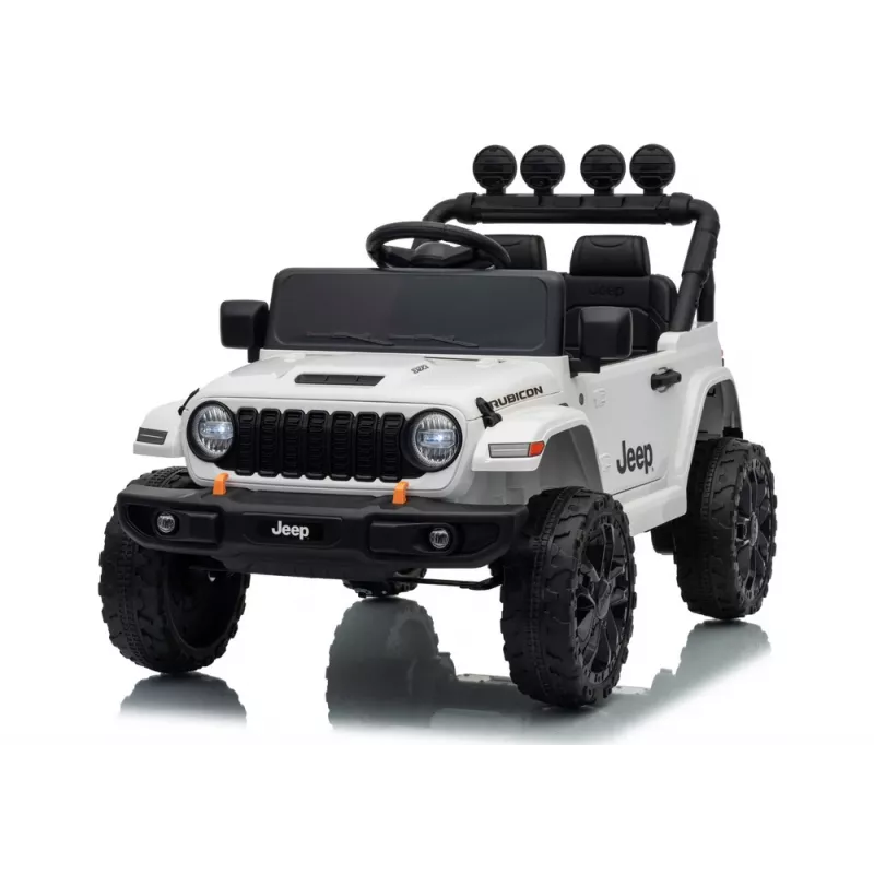LEAN CARS Jeep Rubicon DK-JWR558 24V White Battery-Powered Ride-On Vehicle for Kids