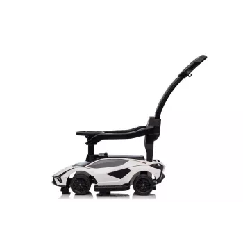 LEAN CARS Lamborghini QLS-996T Ride-On Push Car with Pusher Handle – White
