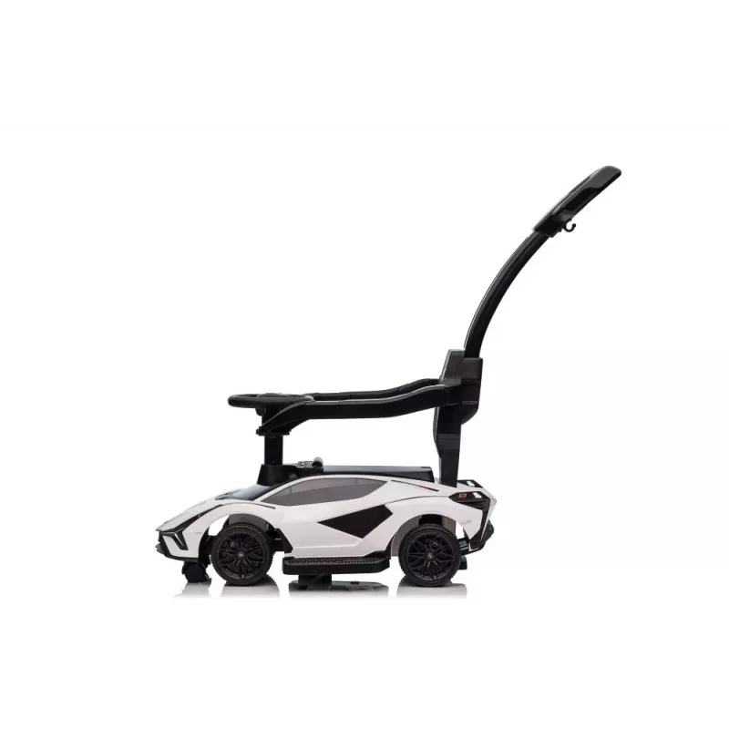 LEAN CARS Lamborghini QLS-996T Ride-On Push Car with Pusher Handle – White
