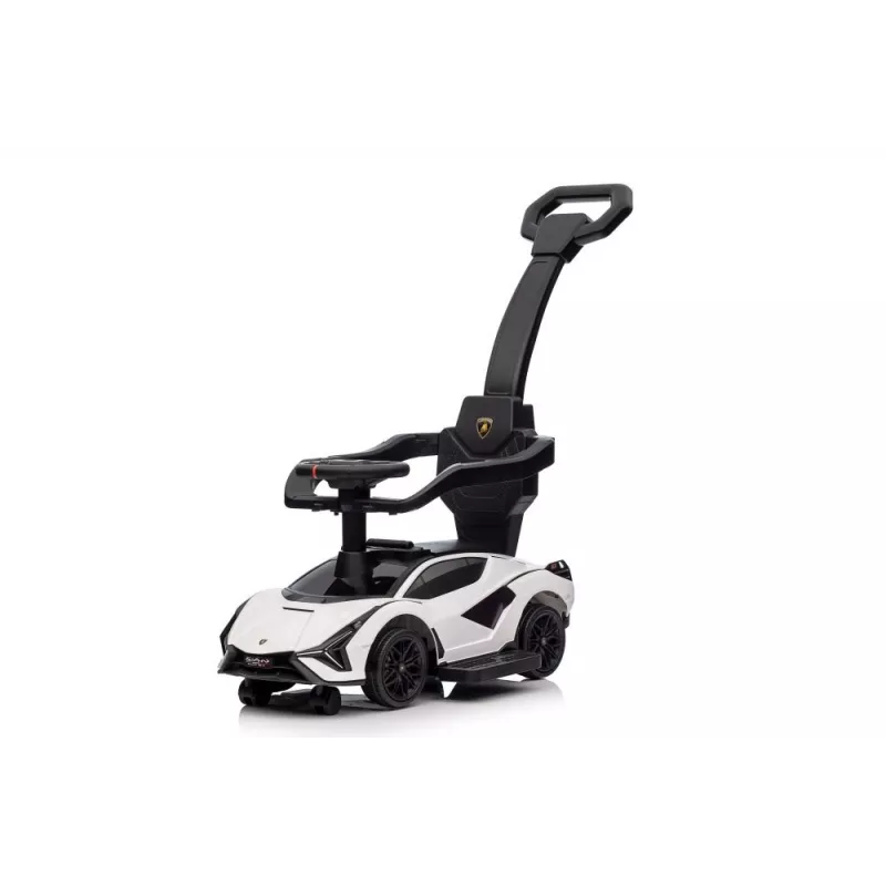 LEAN CARS Lamborghini QLS-996T Ride-On Push Car with Pusher Handle – White