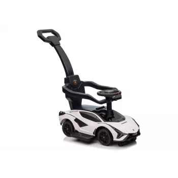 LEAN CARS Lamborghini QLS-996T Ride-On Push Car with Pusher Handle – White