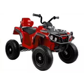 LEAN CARS Quad BDM0906 Electric Ride On Vehicle with Pumped Wheels, LED Lights, MP3 - Red