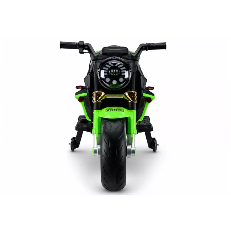 LEAN CARS XW-07 Battery-Powered Motorbike with Illuminated LED Wheels Green