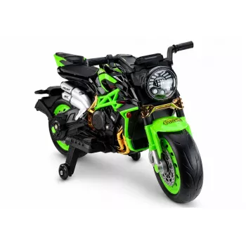 LEAN CARS XW-07 Battery-Powered Motorbike with Illuminated LED Wheels Green