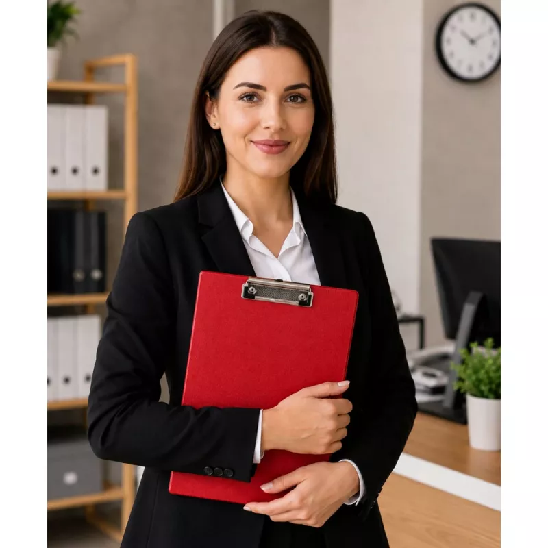 LEAN Clipboard with Metal Clip for Writing A4 Red