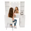 LEAN Cosmetic Dressing Table with LED Mirror, 3 Drawers and Cabinet, White, 141x114x39 cm