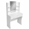 LEAN Cosmetic Dressing Table with LED Mirror, Shelves, Drawers, White 140x80x40 cm