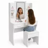 LEAN Cosmetic Dressing Table with LED Mirror, Shelves, Drawers, White 140x80x40 cm