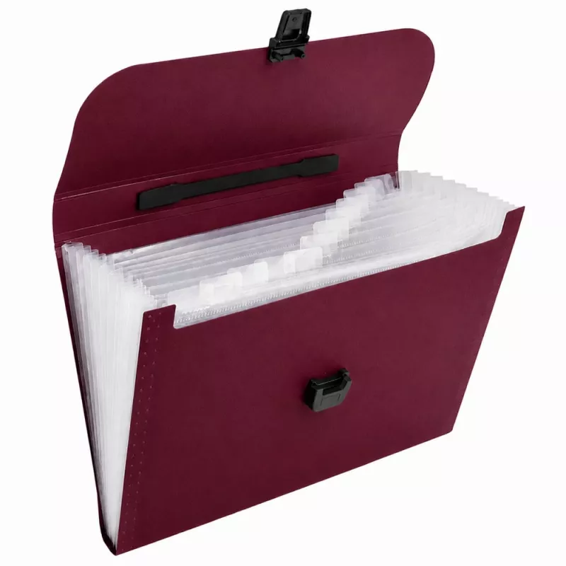 LEAN Folder Expanding File Folder 13 Compartments Burgundy A4