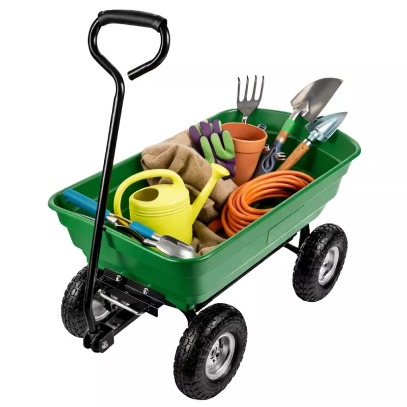 LEAN Garden Transport Cart Removable Tilting Tray Green 120 kg
