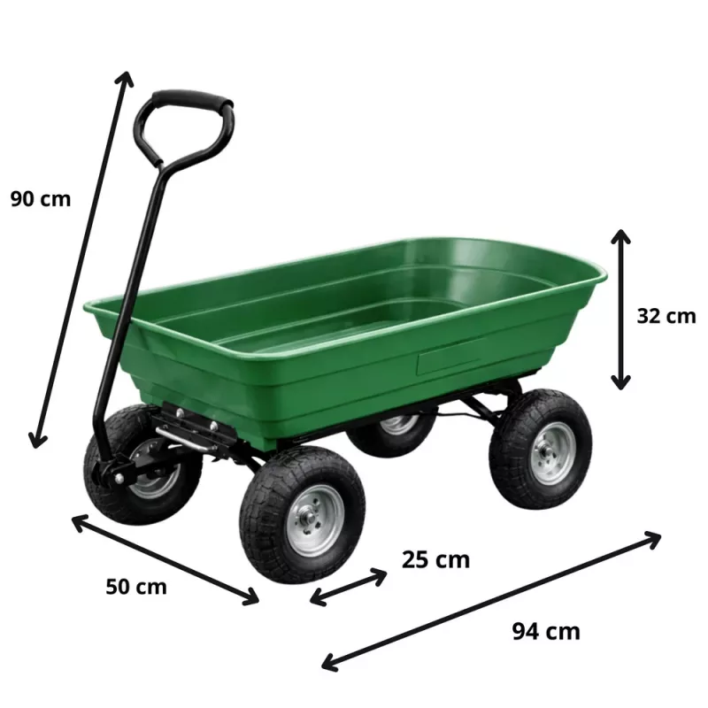 LEAN Garden Transport Cart Removable Tilting Tray Green 120 kg