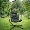 LEAN Hanging Rocking Chair Garden Cocoon Cushions Swing Gray Frame