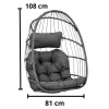 LEAN Hanging Rocking Chair Garden Cocoon Cushions Swing Gray Frame