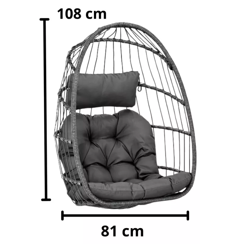 LEAN Hanging Rocking Chair Garden Cocoon Cushions Swing Gray Frame