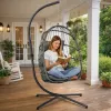 LEAN Hanging Rocking Chair Garden Cocoon Cushions Swing Gray Frame