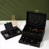 LEAN Jewelry Organizer Box with Drawer and Key, Black Velvet