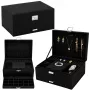 LEAN Jewelry Organizer Box with Drawer and Key, Black Velvet