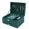 LEAN Jewelry Organizer Box with Drawer and Key, Green Velvet