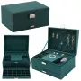 LEAN Jewelry Organizer Box with Drawer and Key, Green Velvet