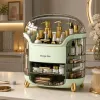 LEAN Large Cosmetics Organizer with 2 Tiers, 3 Drawers and Transparent Lid, Green