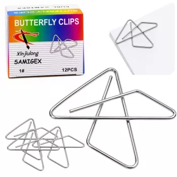 LEAN Metal Butterfly Cross Clips for Office Documents 64 mm 12 pcs