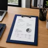 LEAN Metal Clipboard Writing Board A4 Blue - Durable Aluminium Alloy Clipboard with Low-Profile Clip, Retractable Hanging Loop, Holds up to 100 Sheets, Rust-Resistant, for Office, Industrial, Warehouse, Medical, Educational Use