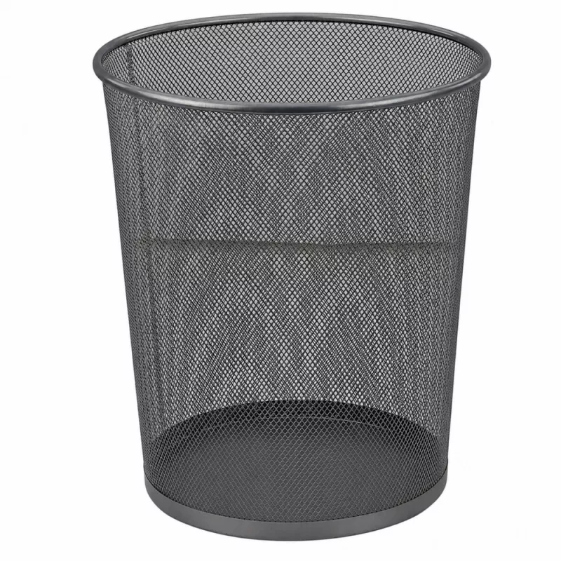 LEAN Office Waste Bin Metal Mesh Round Silver 19 L