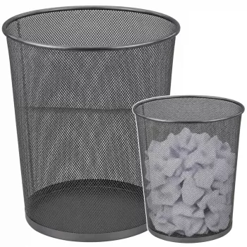 LEAN Office Waste Bin Metal Mesh Round Silver 19 L