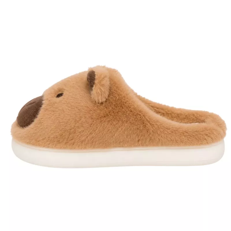LEAN Plush Capybara Slippers With Ears Warm Soft Beige Size 32-33