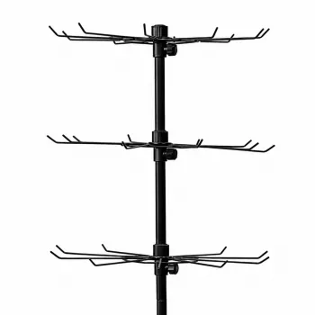 LEAN Rotating Display Shelf Hanger 4-Tier on Wheels Black 40x150 cm 360° Swivel