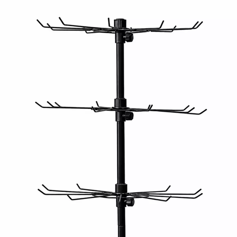 LEAN Rotating Display Shelf Hanger 6-Tier On Wheels Black 40x150cm