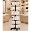 LEAN Rotating Display Shelf Hanger 6-Tier On Wheels Black 40x150cm