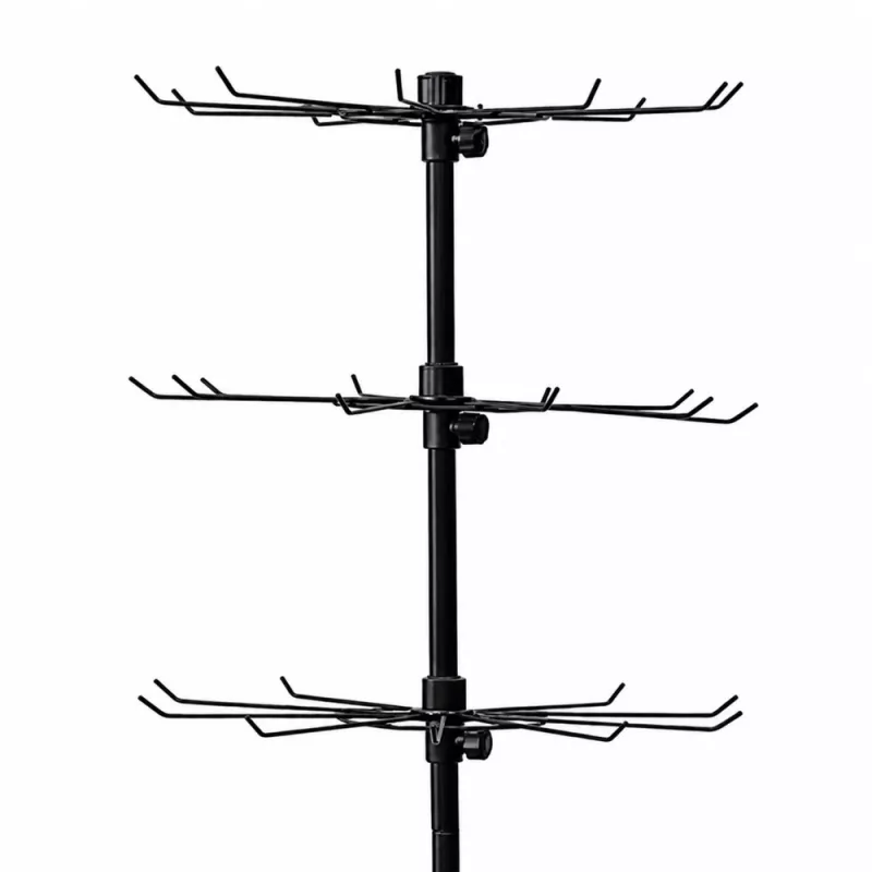 LEAN Rotating Display Stand 5-Tier on Wheels Black 40x150cm, 360° Swivel, Powder-Coated Steel