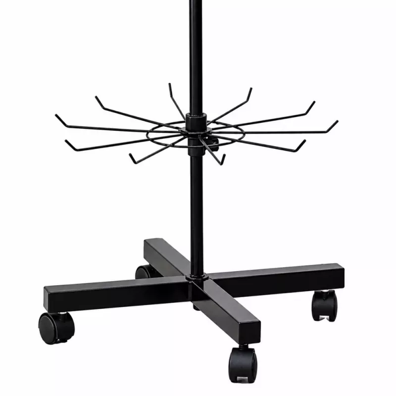 LEAN Rotating Display Stand 5-Tier on Wheels Black 40x150cm, 360° Swivel, Powder-Coated Steel