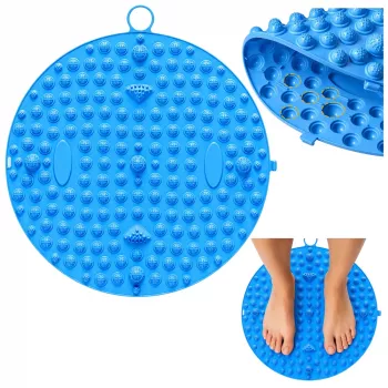 LEAN Round Acupressure Foot Massage Mat with Studs Blue 33 cm