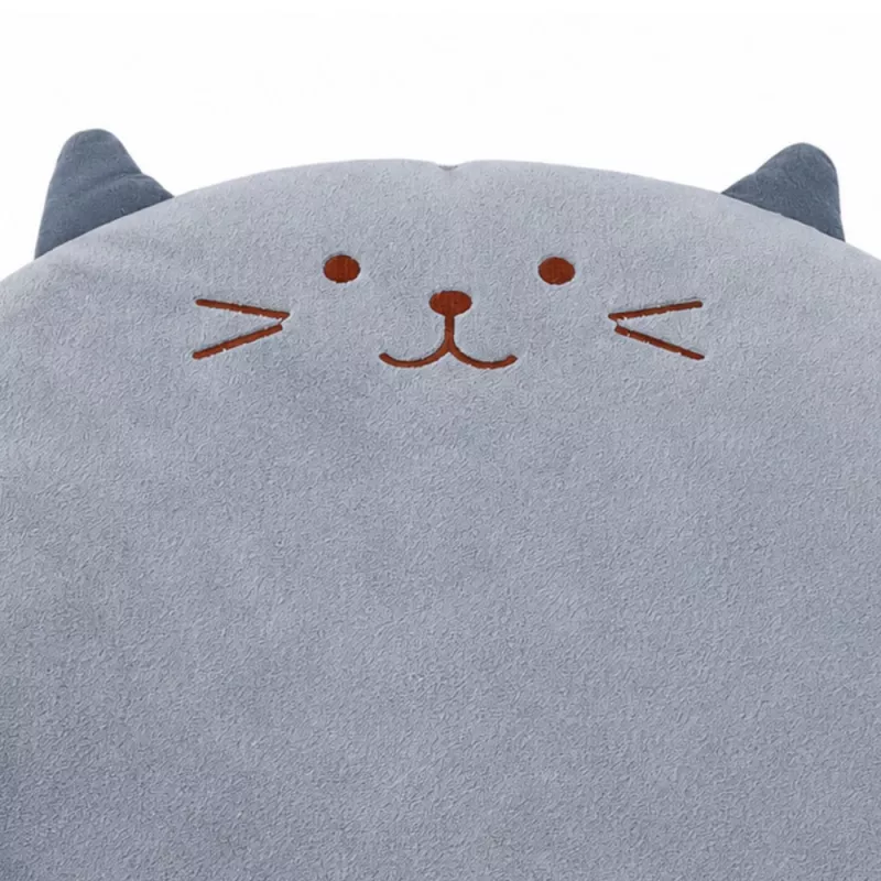 LEAN Round Plush Chair Cushion Cat Gray Soft Seat 40 cm