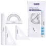 LEAN SCHOOL DONAU Small Geometry Set with 20 cm Ruler Set Squares and Protractor Transparent