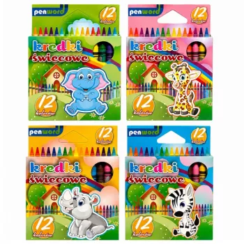 LEAN SCHOOL PENWORD Wax Crayons 12 Colors