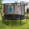 LEAN Sport Garden Trampoline with Inner Net Black and Green 427CM 14FT