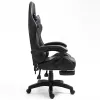 LEAN Swivel Office Gaming Chair with Footrest and Cushions, Black
